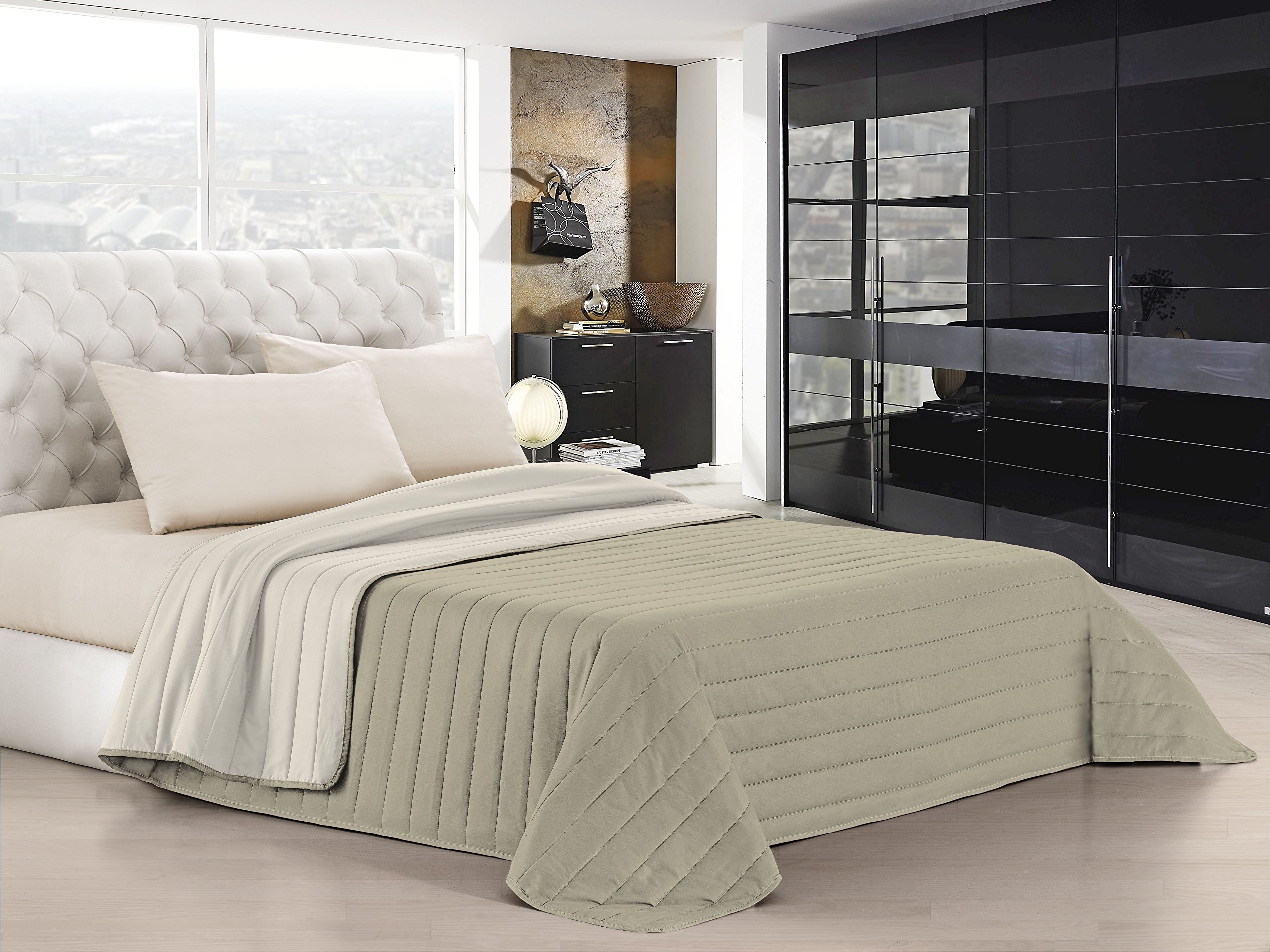 Elegant Summer Quilt Dove Grey/Cream, Small Double
