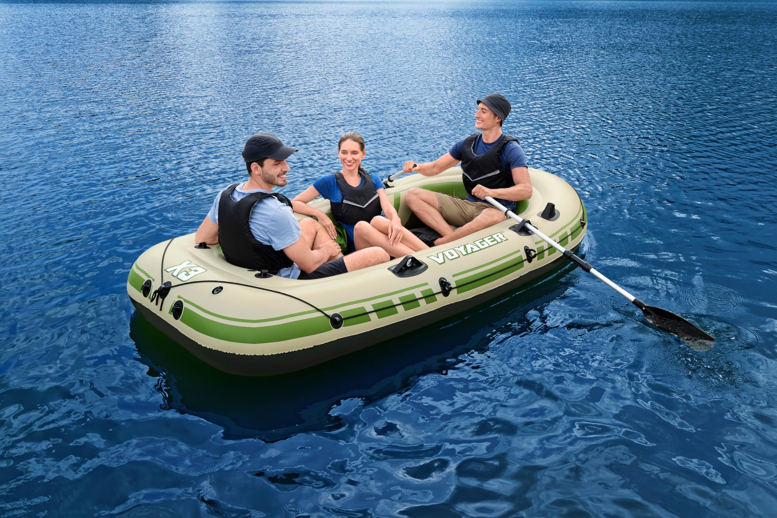 Bateau Gonflable Voyager™ X3 Set Hydro-Force™, 294 x 137 cm, 3 Adultes 360 kg, 2 pagaies, Un Sac de Transport et de Rangement et Une Pompe à air