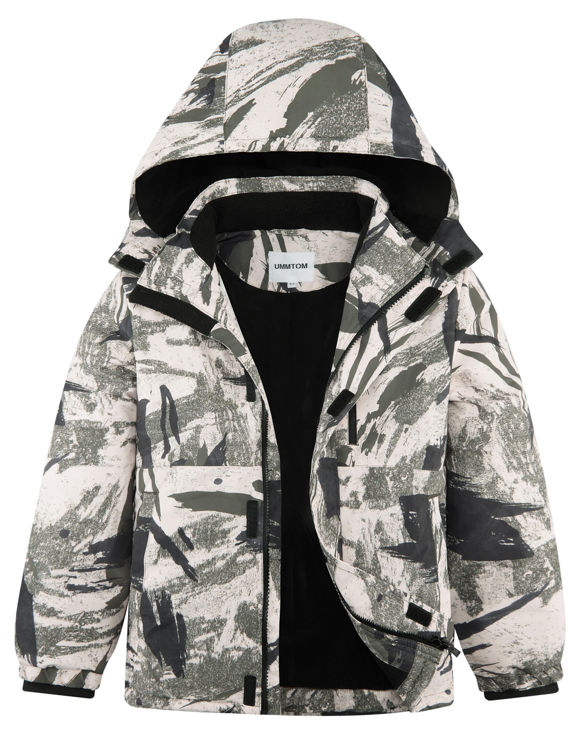 UMMTOM Boys Waterproof Ski Jacket Fleece Lined Warm Winter Snow Coat Hooded Winter Jacket for Kids