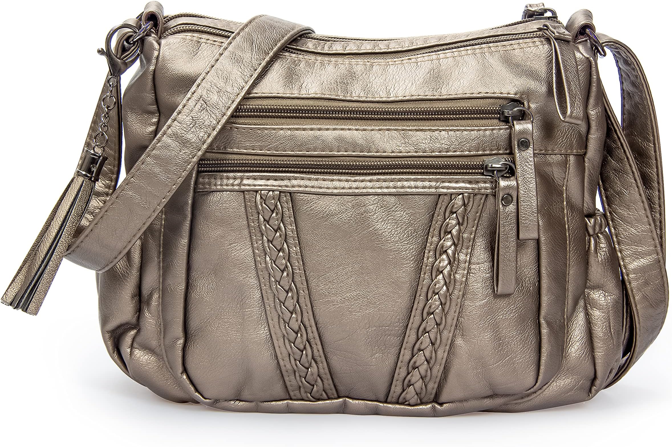 VOLGANIK ROCK Ladies Handbag Soft PU Leather Crossbody Bag for Women Lightweight Shoulder Bag Multi Pockets Crossbody Handbag for Women Ladies
