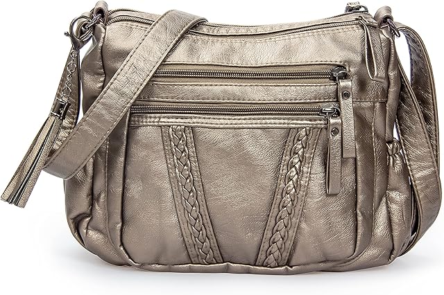 Ladies Handbag Soft PU Leather Crossbody Bag for Women Lightweight Shoulder Bag Multi Pockets Crossbody Handbag for Women Ladies