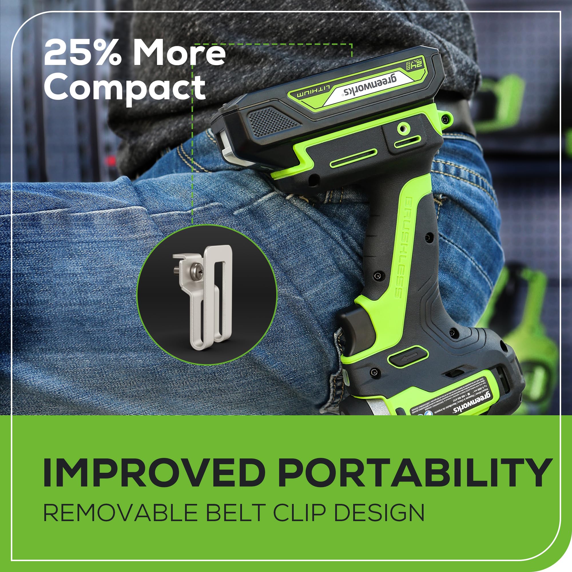 Greenworks 24V Destornillador de impacto inalámbrico sin escobillas 220 Nm, portabrocas hexagonal de 6,35 mm, velocidad variable, solo herramienta. Modelo ID3220