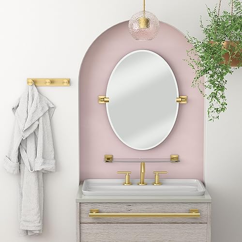 Miniatura 3 de Gatco 1288B Glam All Modern Decor Triple Hook, latón cepillado montado en la pared, estante de 3 ganchos, longitud total 11 pulgadas