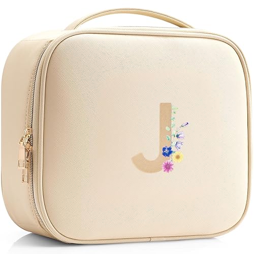 Vlando Regalos de boda para novia, bolsa de almacenamiento de maquillaje inicial, bolsa de cosméticos de viaje para mujeres, regalos de cumpleaños