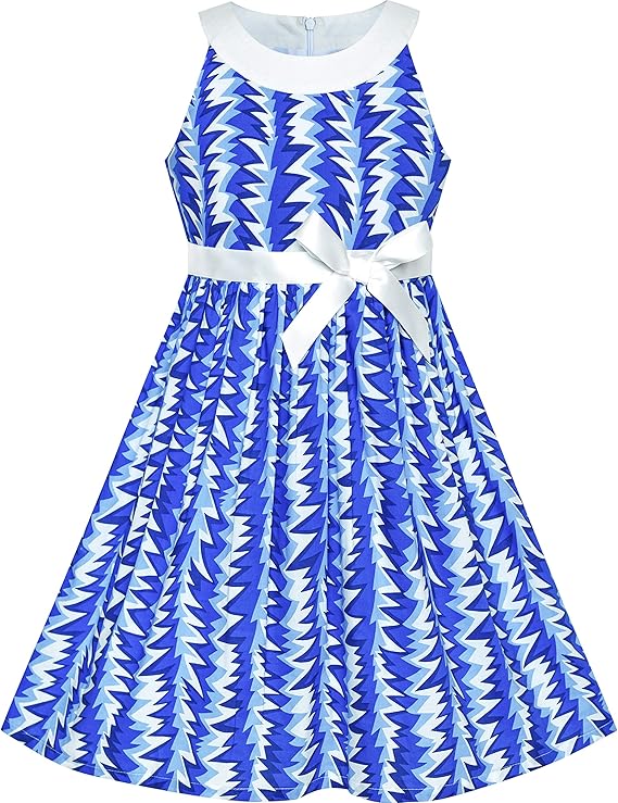 Amazon こどもドレス プリント ストライプ オーシャン ヨット ホルター 115 125 130 140 150 160cm ワンピース チュニック 通販