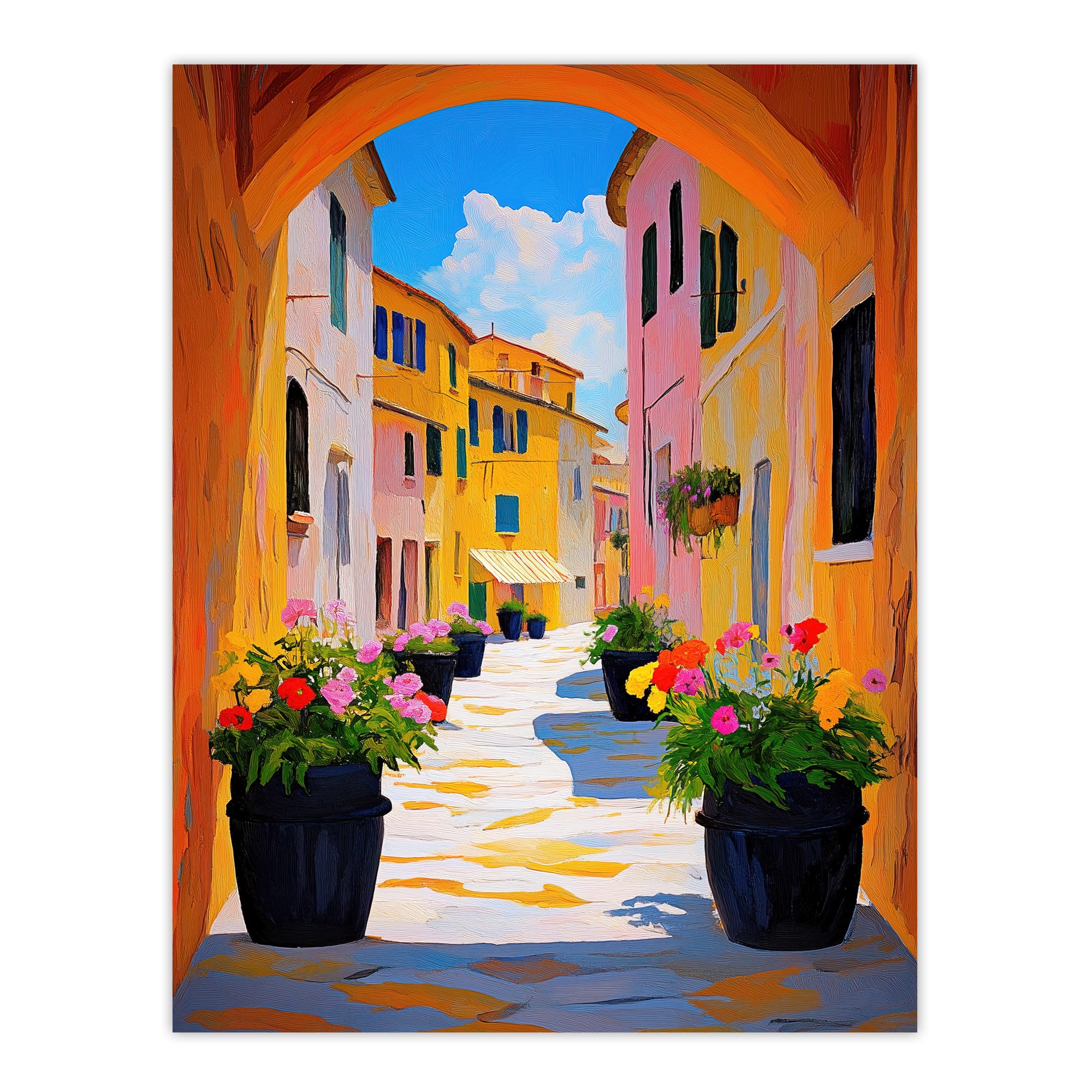 Artery8 Bari Italy Alleyway Vibrant Summer Cityscape Living Room Unframed Wall Art Print Poster Home Decor
