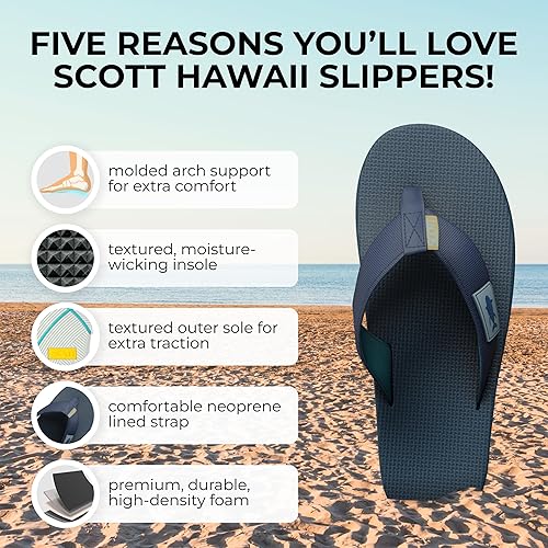 Miniatura 2 de Scott Hawaii Sandalia Hanapa'a para hombre Diseño de bandera de pescado Correa forrada de neopreno Suela moldeada con soporte de arco y talón