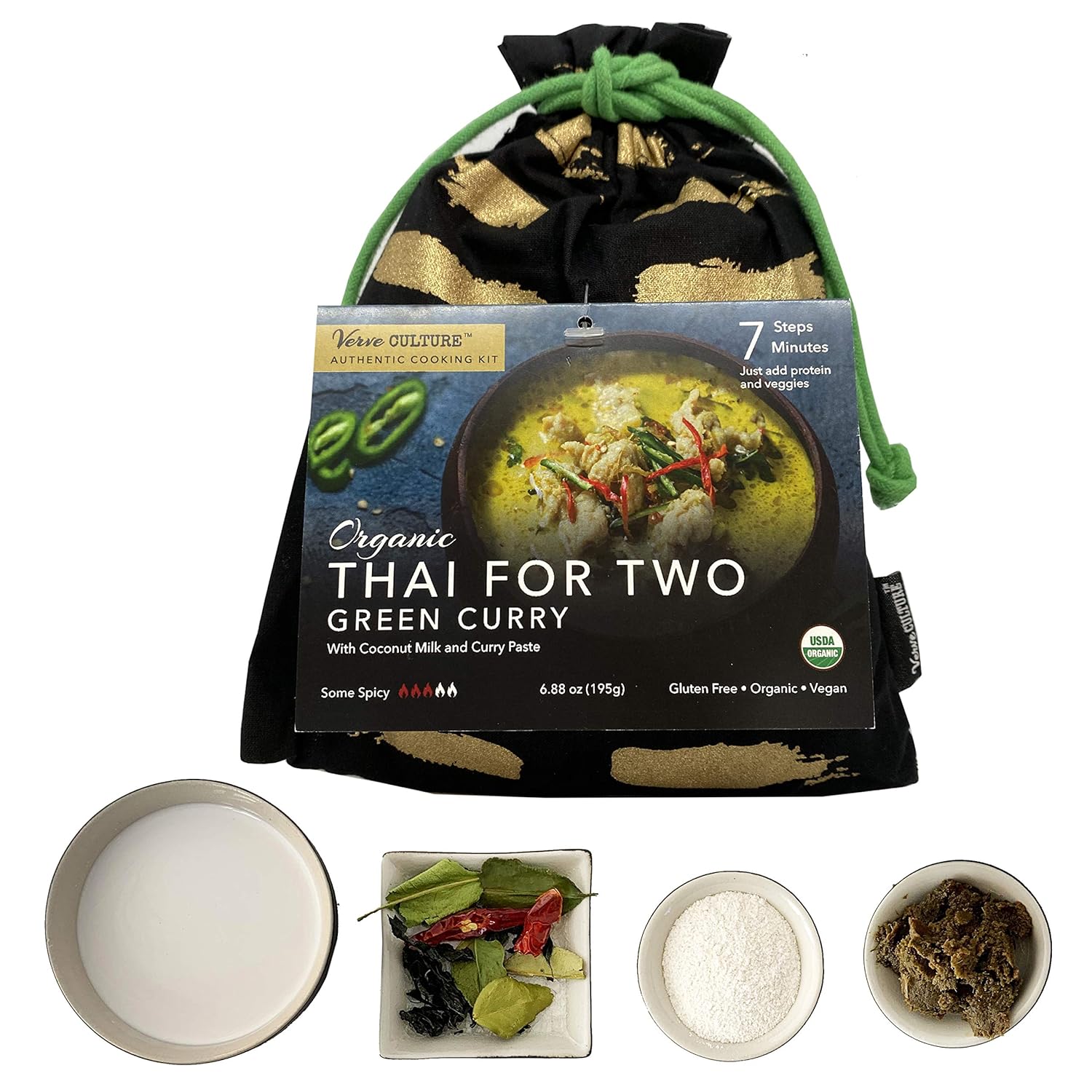 Verve Culture Thai for Two - Organic Thai Curry Cooking Sampler Kit | USDA Organic, Vegan, Gluten-Free | Made in Thailand
