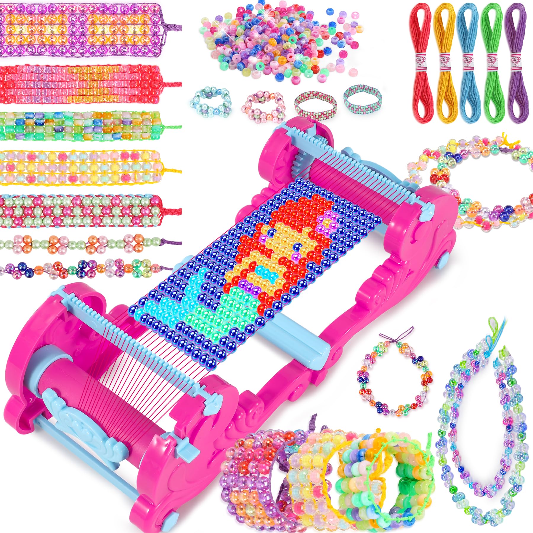 OphyFriendship Bracelet Making Kit - Jewellery Making Kit Bracelet Making Kit with Detachable Braiding Loom Arts and Crafts for Kids with Glittering Beads Gifts Toy for Girls Ages 6-12 Year Old