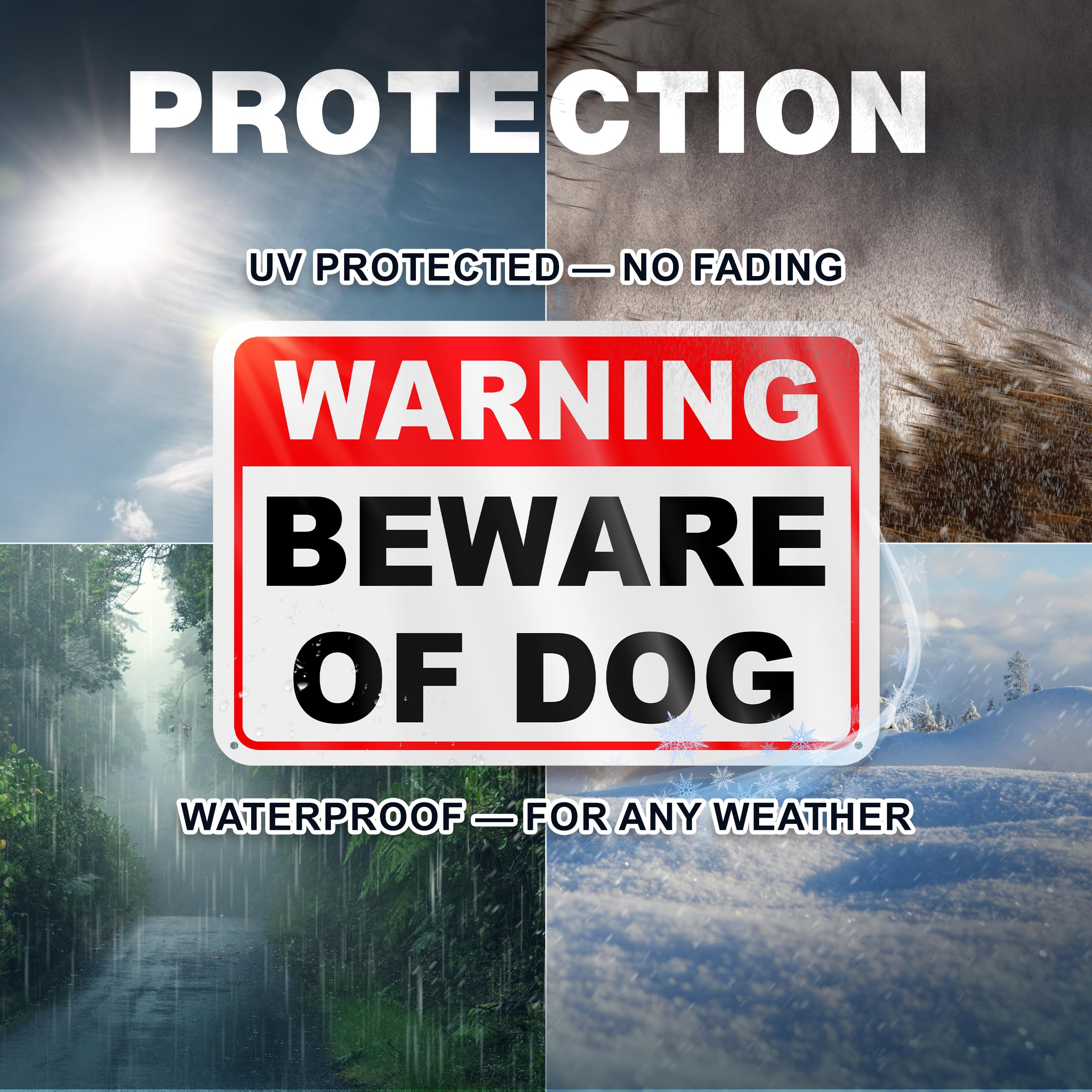 Cartello Beware Of The Dog OriginDesigned – Rosso E Bianco, Alta Visibilità 145x95 Mm, Per Esterni - 2
