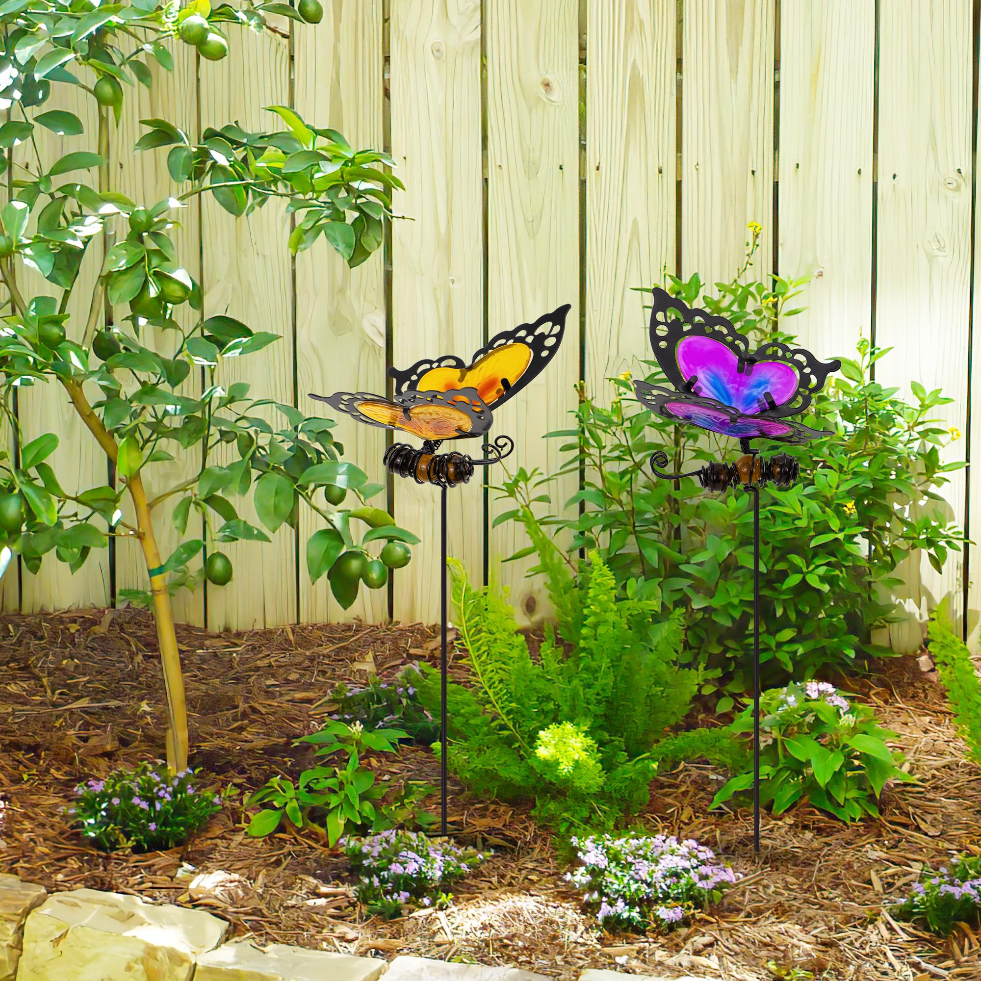 Girlsshop Metal Butterfly Wall Decor Butterflies Sculpture Iron Indoor Outdoor Hanging,blue