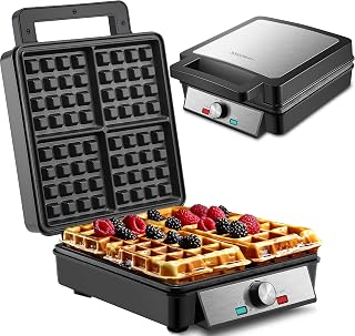 XXL 4er Waffeleisen | 1200 Watt | Waffelautomat | Paninigrill | Waffeltoaster | Waffle Maker | Elektrogrill | XXL Wafflemaker | Waffel Eisen | Waffelmacher