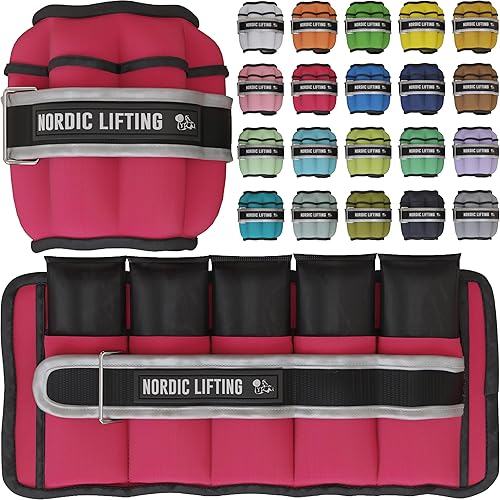 Miniatura 14 de Nordic Lifting - Pesas ajustables de tobillo para mujeres y hombres – 1 par (2–10 libras) Pesas de muñeca, brazo y pierna para gimnasio, yoga y