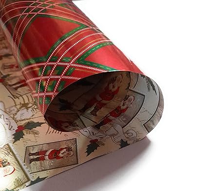 Ditya Crafts Double Side Gift Wrapping Paper Santa Print Red Colour Christmas Special Pack of 25 Sheet (20 inches X 30 Inches) (RED)