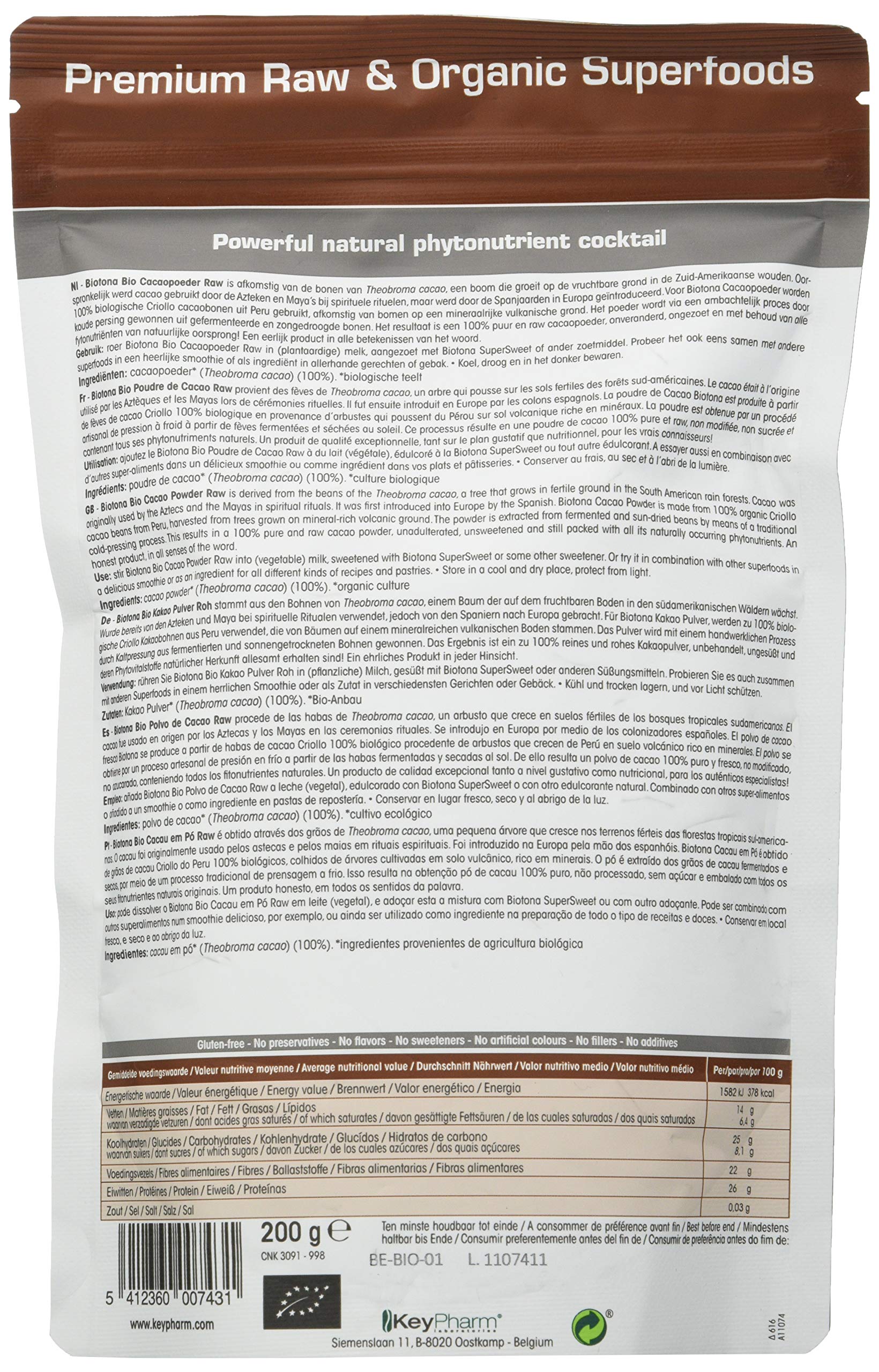 Biotona Cacao Raw Powder 500 g
