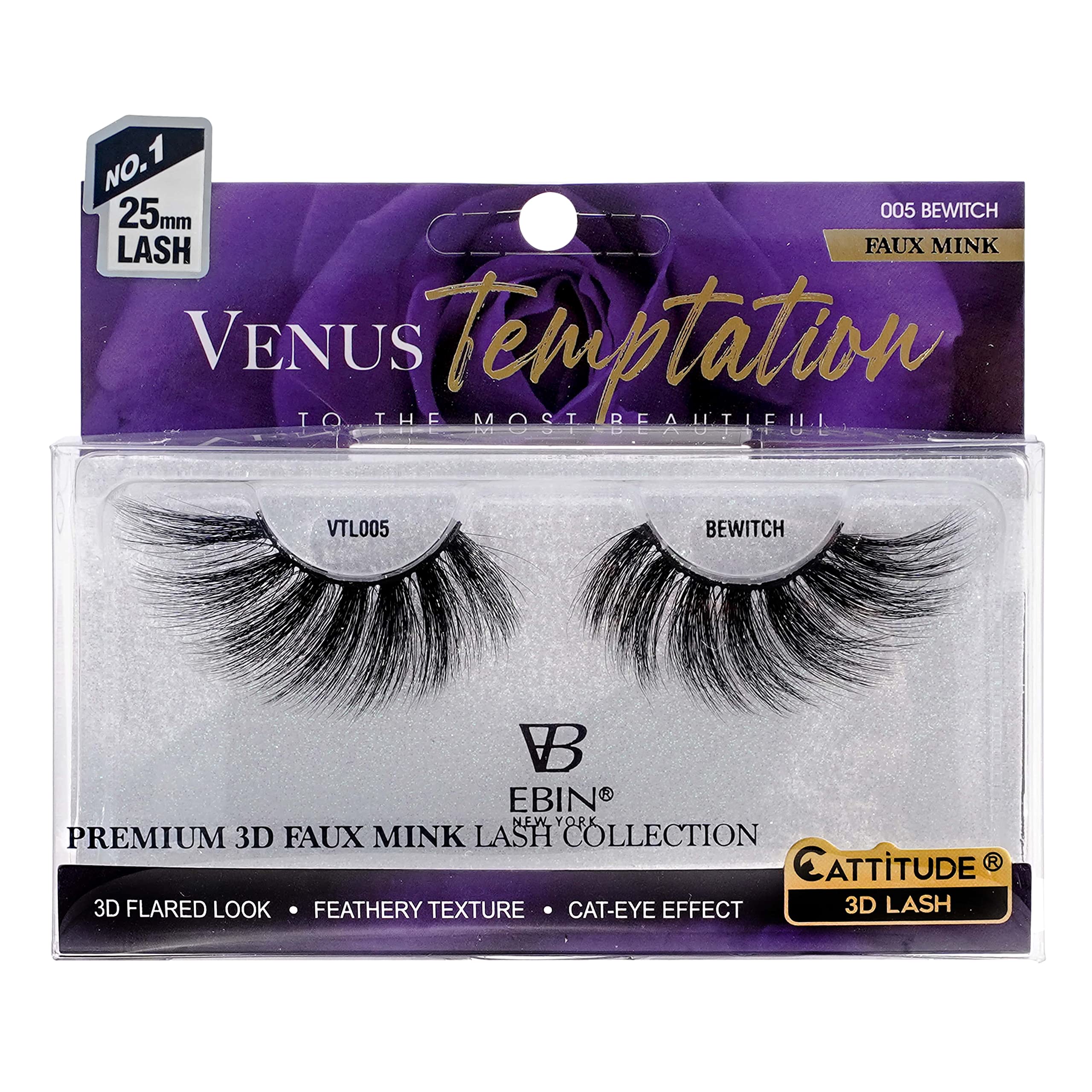 Amazon.com: CATTITUDE 3D LASHES Venus Temptation | 25mm wing style