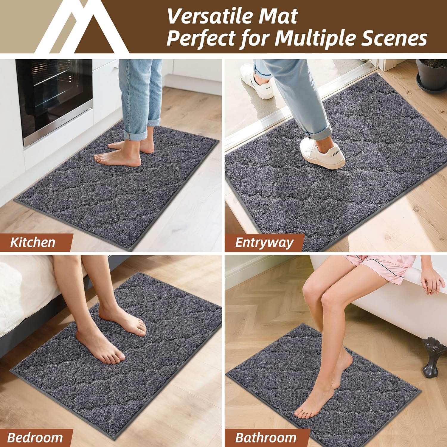 COSY HOMEER Kitchen Rugs 32"x48" Non-Slip Washable Kitchen Mats for Floor Absorbent Kitchen Carpet Soft Rugs for Kitchen,Sink Mat,Entrance,Area Rug,Dark Grey