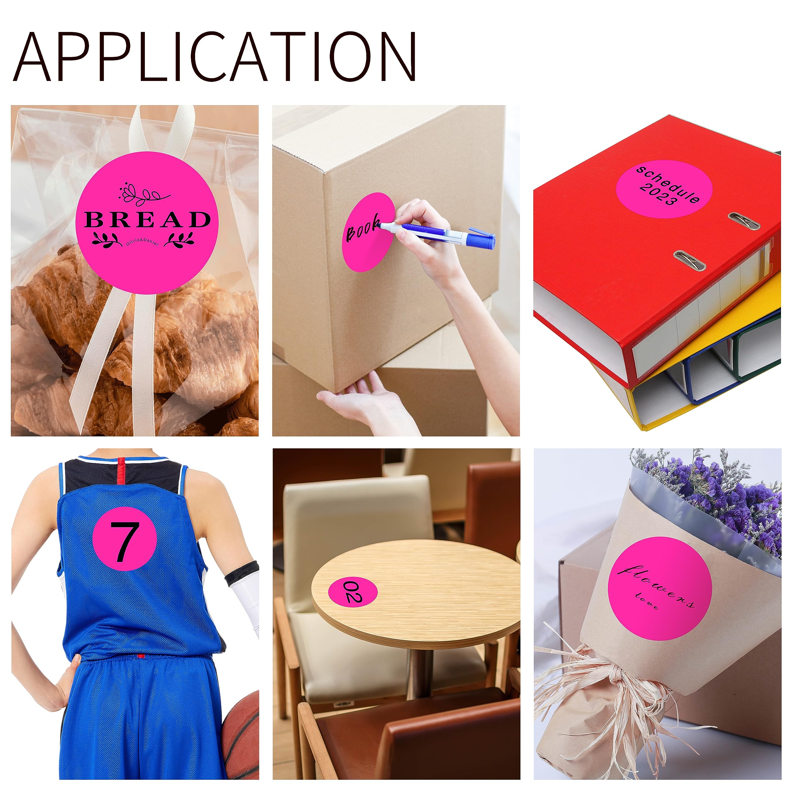 PARLAIM Runde Thermo-Etiketten, 7,6 cm, fluoreszierendes Pink, 500 Stück, Kreis-Thermodrucker-Aufkleber für Zuhause, Geschäft, Flasche, DIY-Design, QR-Code, Namensschild, Umzugskarton, Adress-Etikett