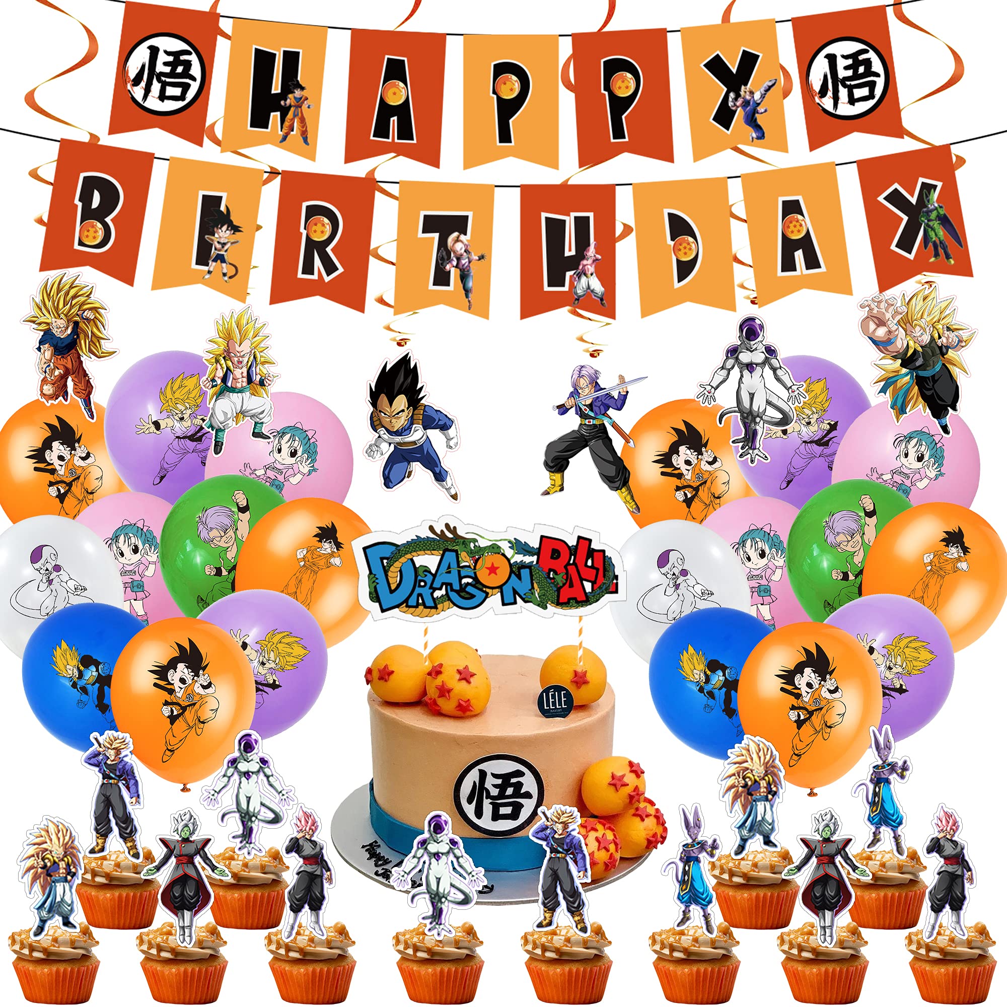 Dragon Ball Z Birthday Theme Party Supplies Include Happy Birthday