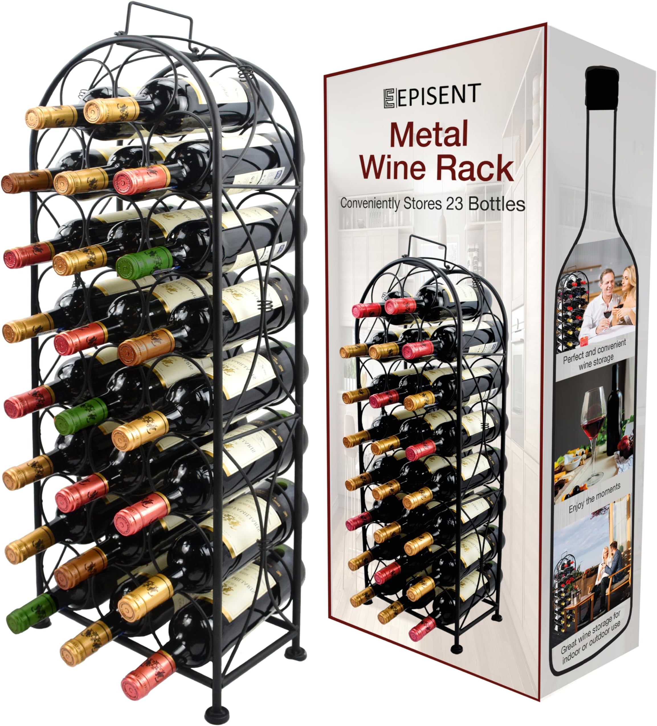 Amazon Basics Wine Rack, 12 Bottle, Black, 24.9 x 16 x 67.8 cm : Amazon ...