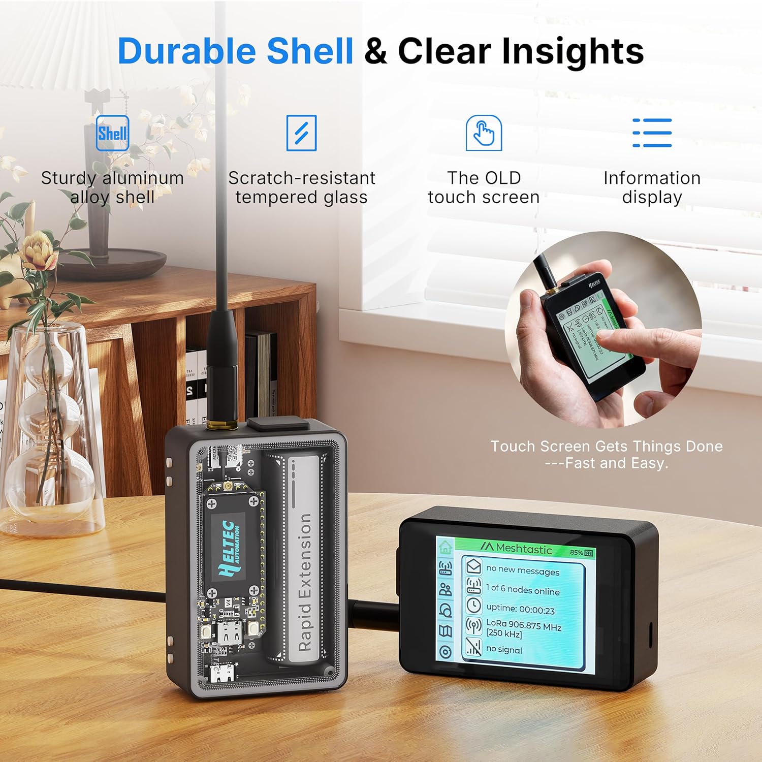 Heltec ESP32 LoRa V4 Development Board with Touch Screen Case GPS 2800mAh Battery Antenna ESP32 S3 SX1262 Chip Surport WiFi Blue Tooth LoRa for Meshtastic IoT Smart Home