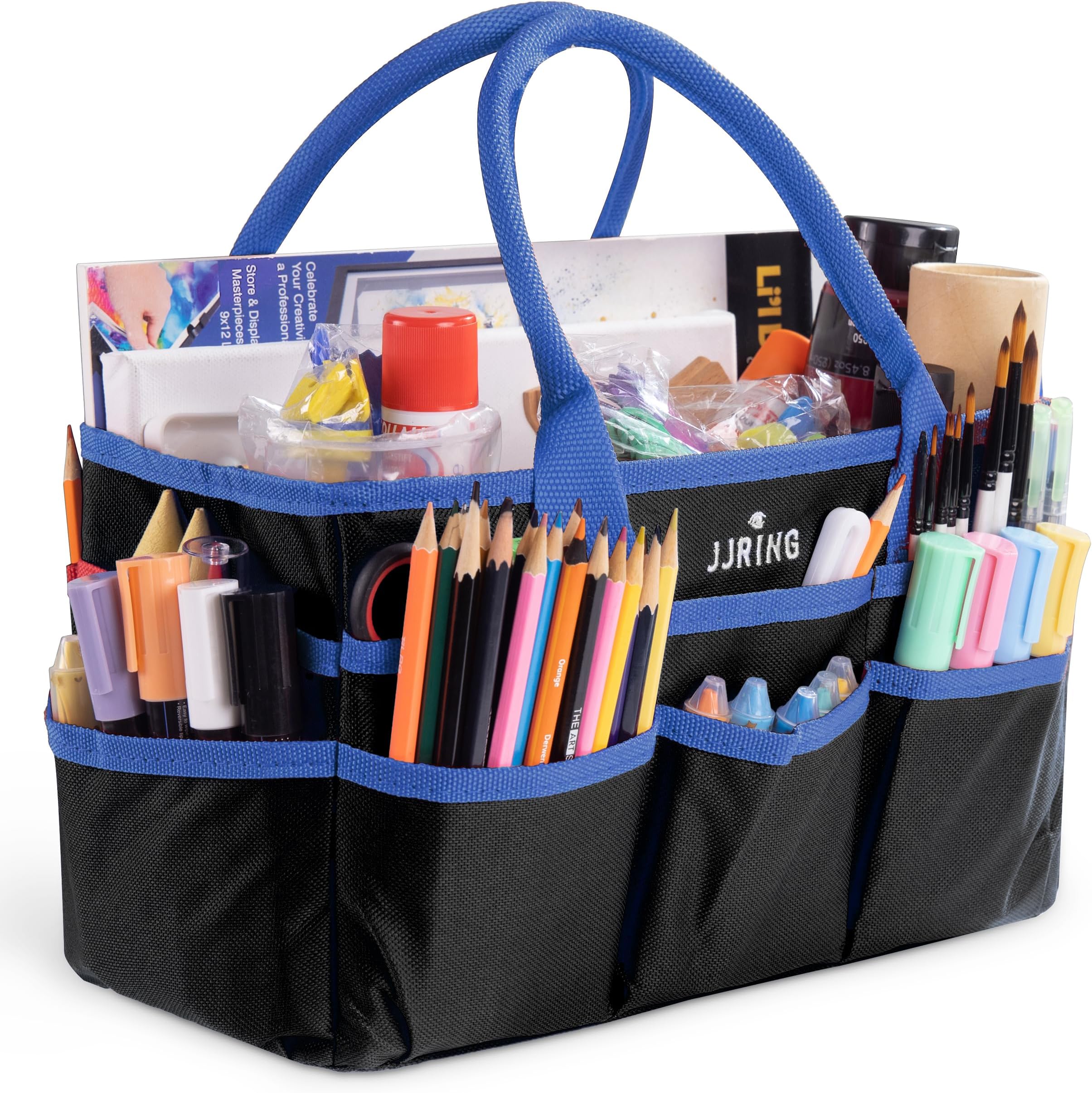 Jjring Fundamental Organizer 600D Nylon Artist Tote Bag, Blue Edge