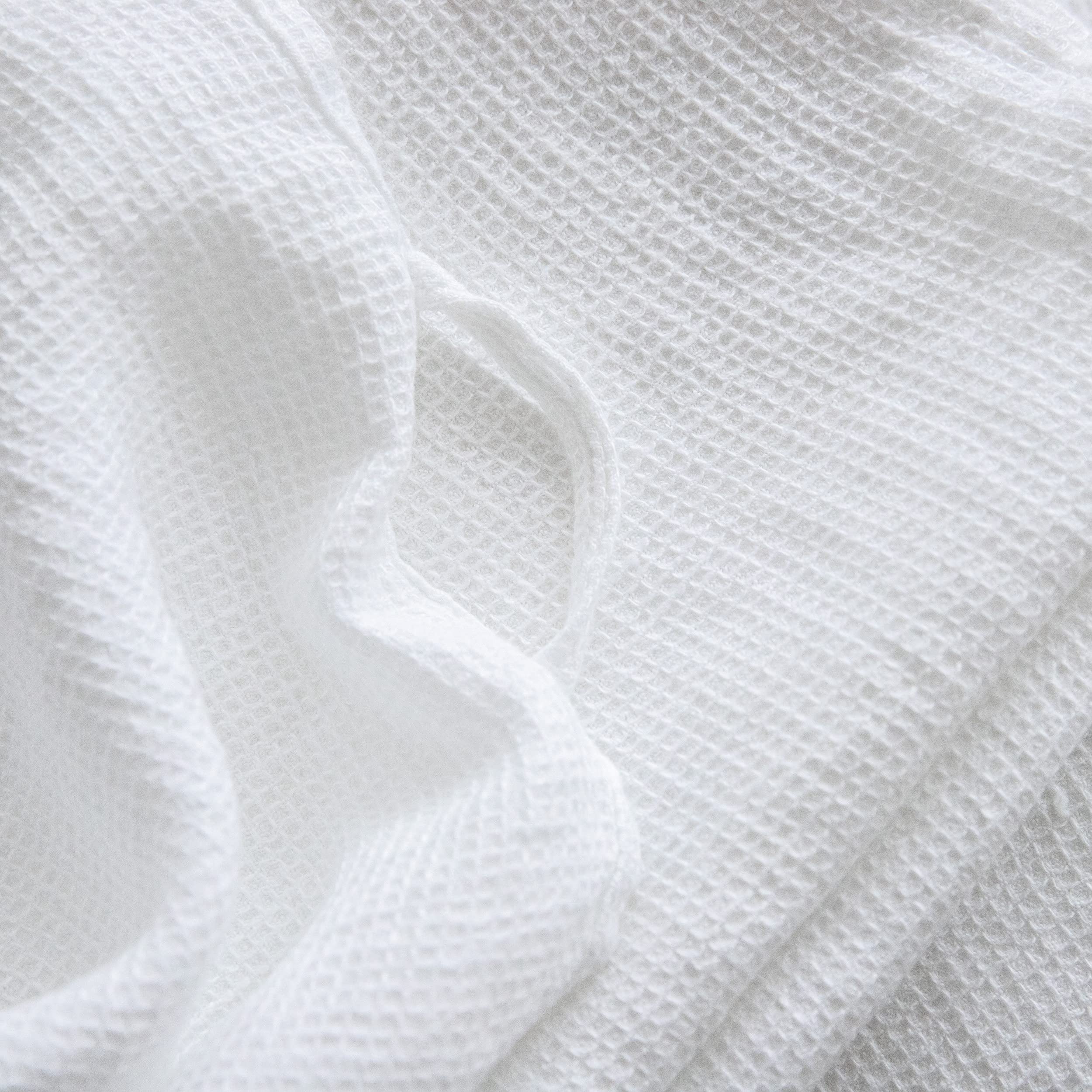 LinenMe Washed Waffle Conjunto DE Toallas Blanco Optico, Toallas Grandes x2 y Toallas de Mano x2, Hecho en Europa, Toalla de baño, Ropa de Cama Europea, Lavable a máquina, súper Absorbente