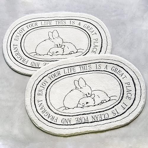 Miniatura 10 de Alfombras de baño blancas y negras de 20 x 32 pulgadas, suaves, absorbentes, bonitas, estéticas, para suelo, lavables a máquina, antideslizantes,