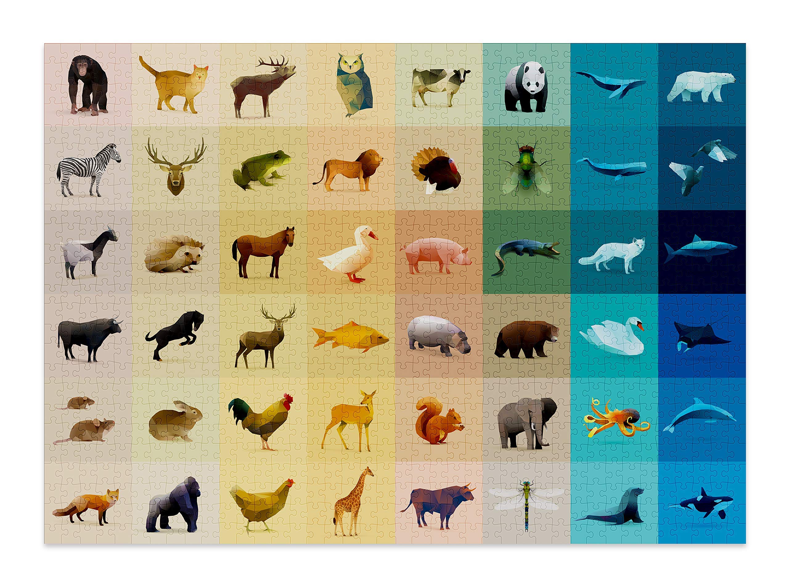 Cloudberries Fauna - Buntes 1000 Teile Puzzle fŸr Erwachsene mit coolen Polygon-Tieren und einfachem Farbblockmuster. Erwachsenenpuzzle in Europa aus FSC-Papier hergestellt