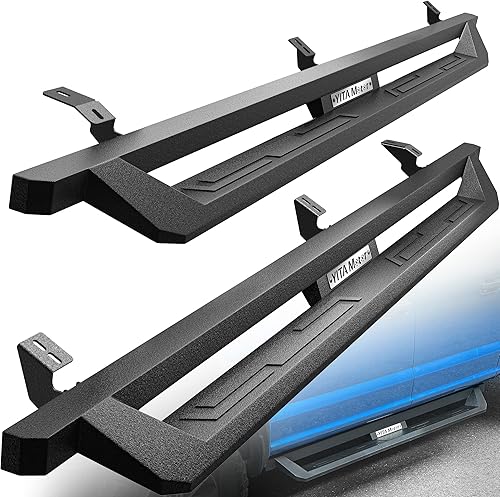 YITAMOTOR Pasos laterales de caída compatibles con Toyota Tacoma 2005-2023, estribos todoterreno, barras Nerf con recubrimiento en polvo negro