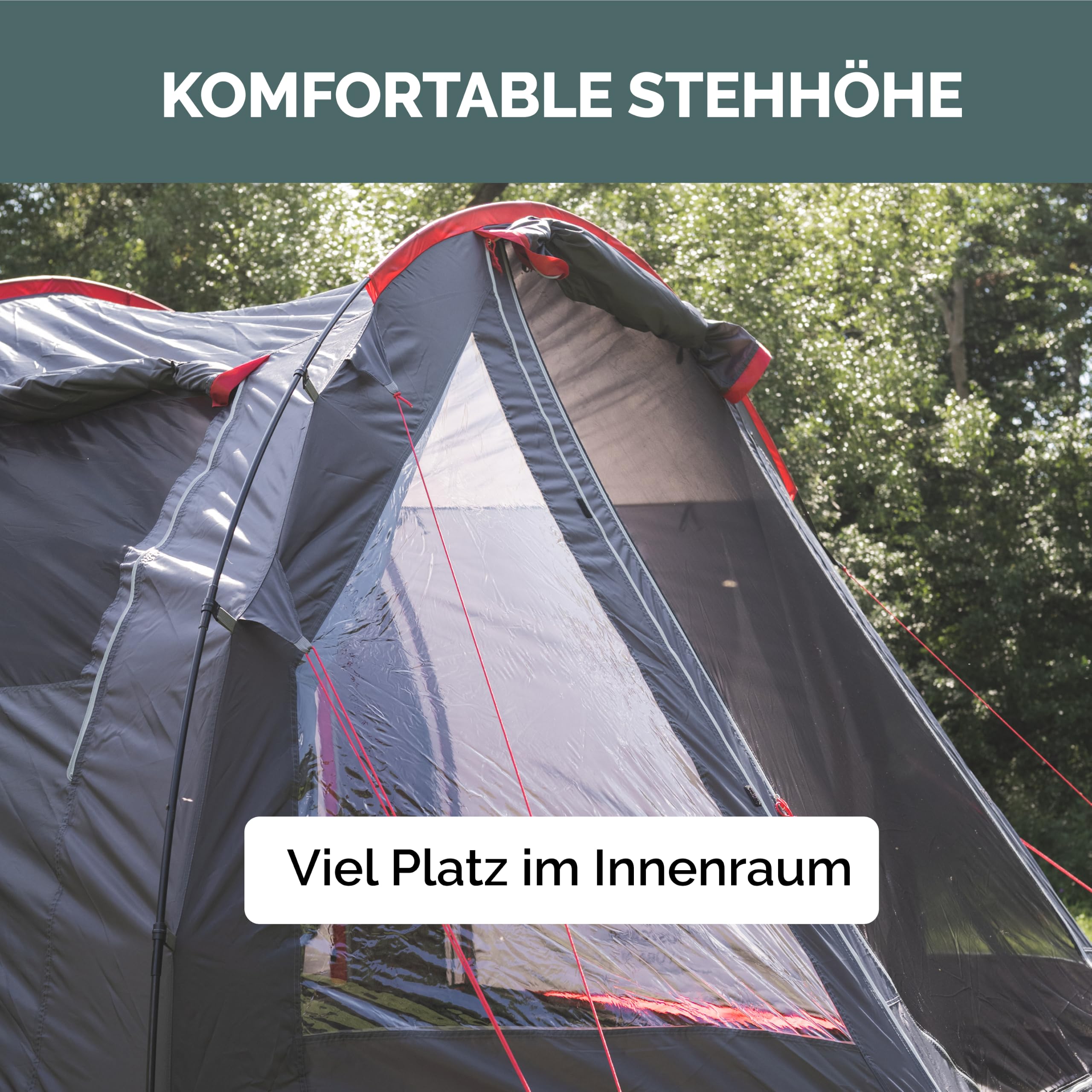 JUSTCAMP Yuba Bus Vorzelt mit Boden (für 4-5 Personen), Keder 5 & 7 mm, Anbauhöhe 180-220 cm
