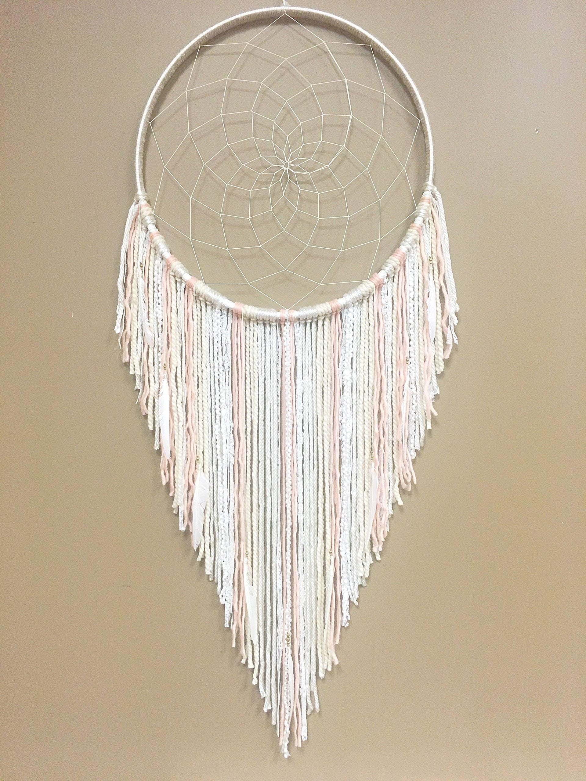 Bohemian Dreamcatcher, Blush Pink Dreamcatcher, Large Dreamcatcher, XL Dreamcatcher, Boho Dream Catcher, Large Wallhanging, Boho Home Decor, Nursery Decor, Boho Wall Hanging, Fiber Wall Art
