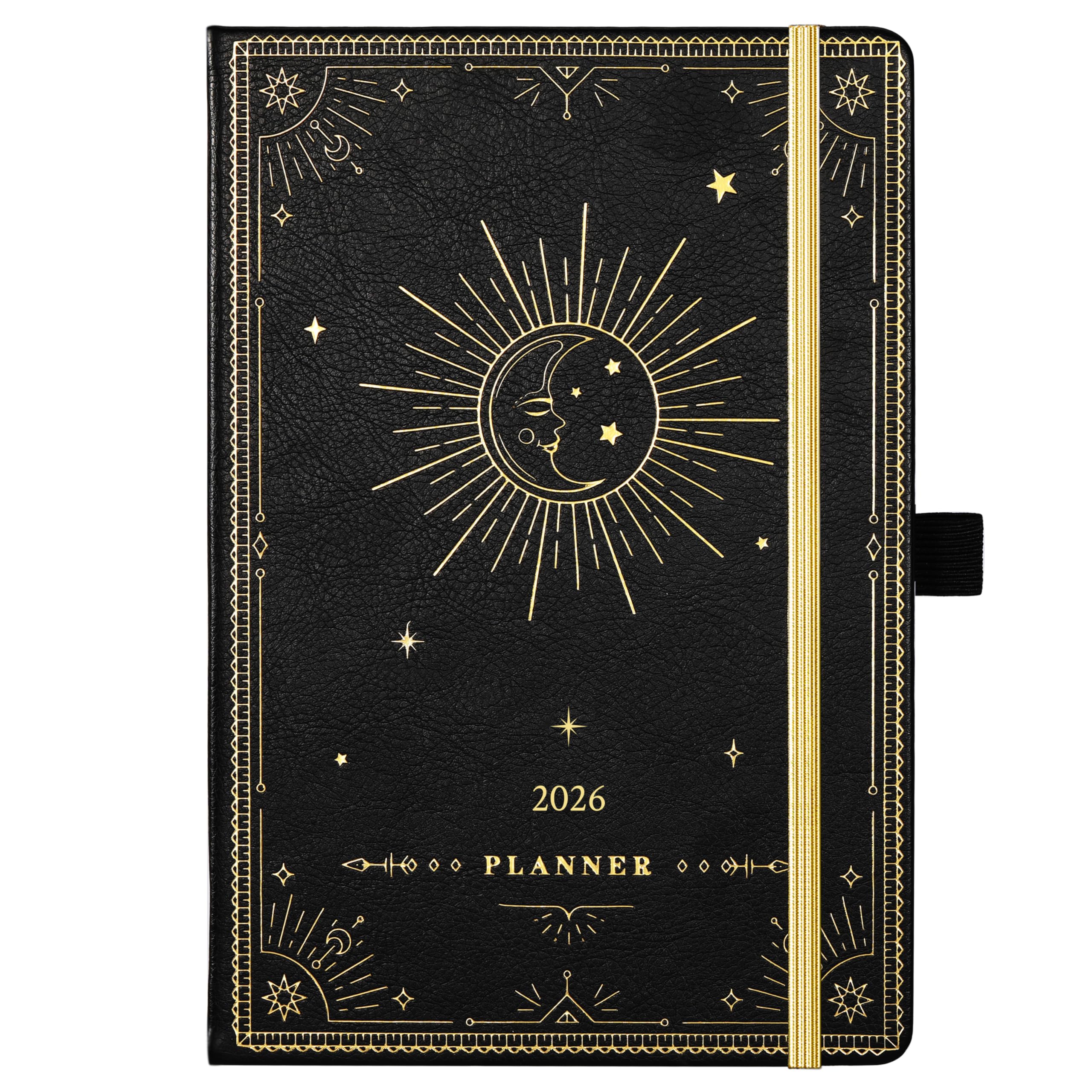 Artfan 2024-2025 Planner - Academic Planner 2024-2025, Jul. 2024 - Jun. 2025, 5.75" x 8.25", Faux Leather Planner 2024-2025, Back Pocket - The Moon
