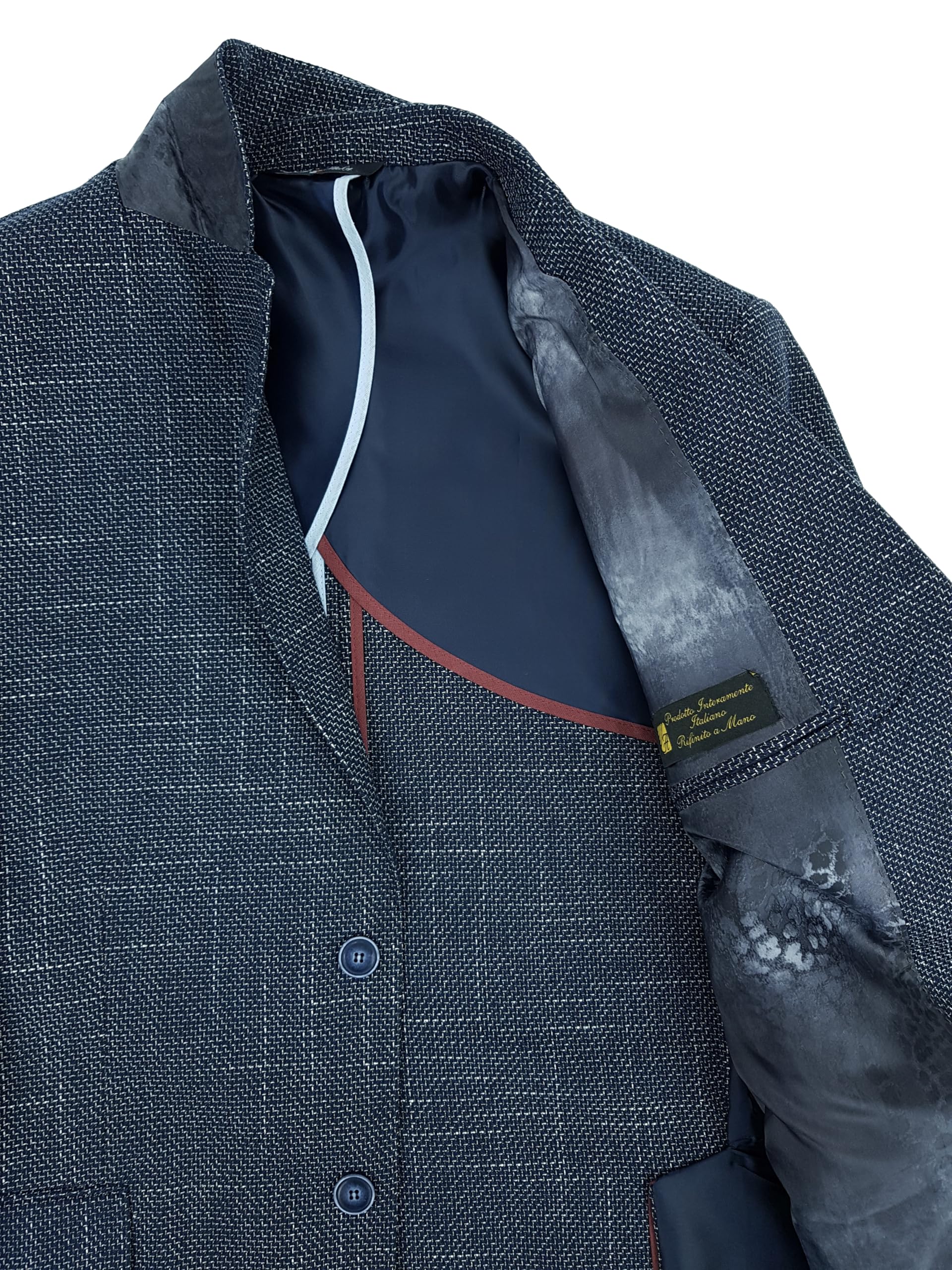 Giacca Uomo Elegante Abito Cotone Elasticizzata Slim Fit Sportiva Micro Fantasia