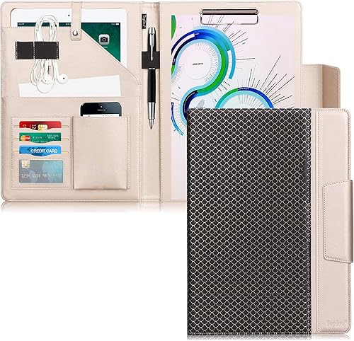 Toplive Portafolio, organizador ejecutivo de documentos de negocios con portapapeles tamaño carta, tarjetero para tablet, funda para tablet (10.5),