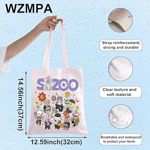 Miniatura 2 de WZMPA K-Pop SKZ Canvas Tote Bag K-Pop Group Fans Gift SKZ Group Shopping Grocery Bag