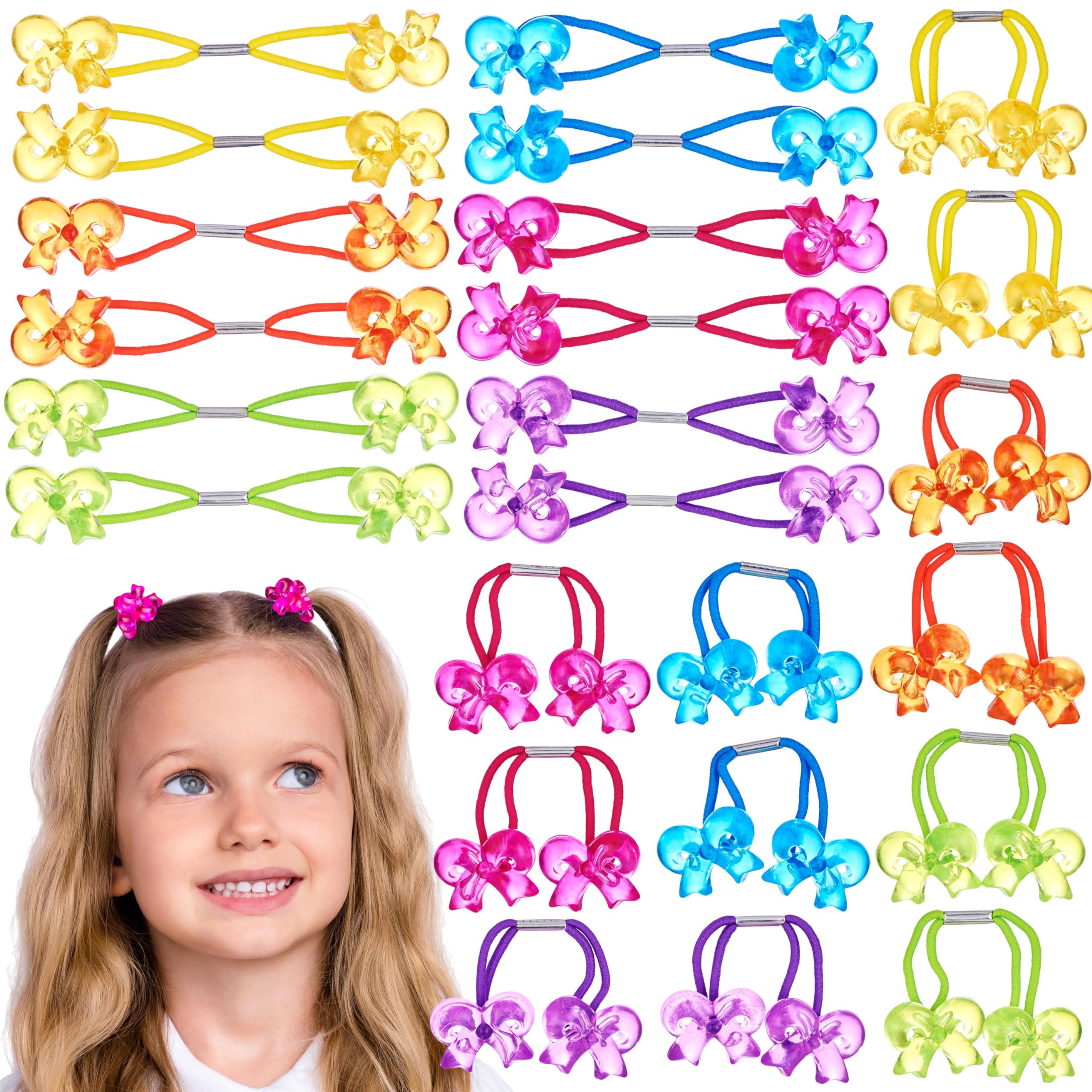 Amazon.com: 24pc Flower-Shaped Multicolored Twin Bead Ponytail
