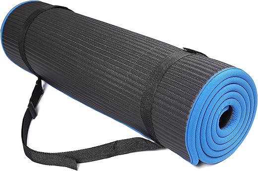 BalanceFrom All-Purpose 2/5-Inch (10mm) Extra Thick High Density Anti-Slip Exercise Pilates Yoga Mat with Carrying Strap Purple