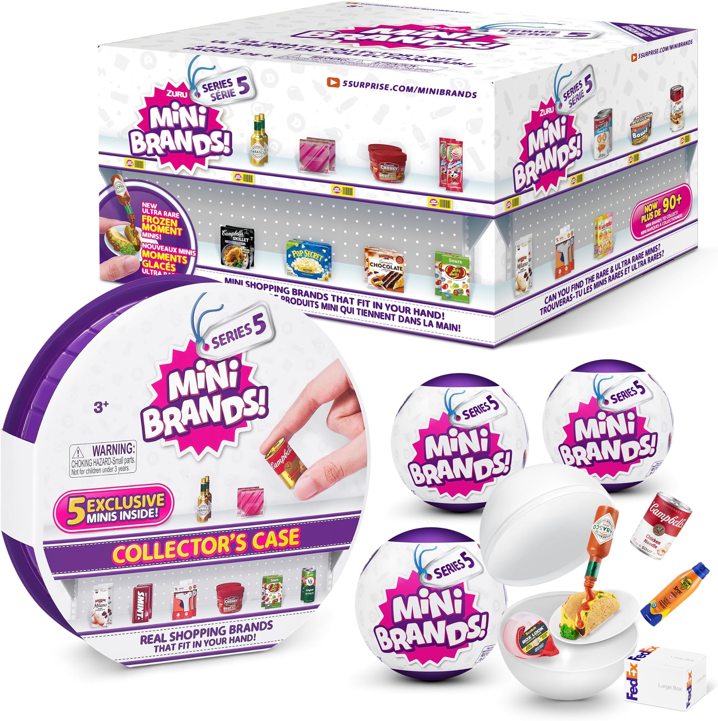 Mini Brands Series 5 Collector's Kit by ZURU (3 Capsules + 1 Collector's Case) - Amazon Exclusive Mystery Capsule Real Miniature Brands
