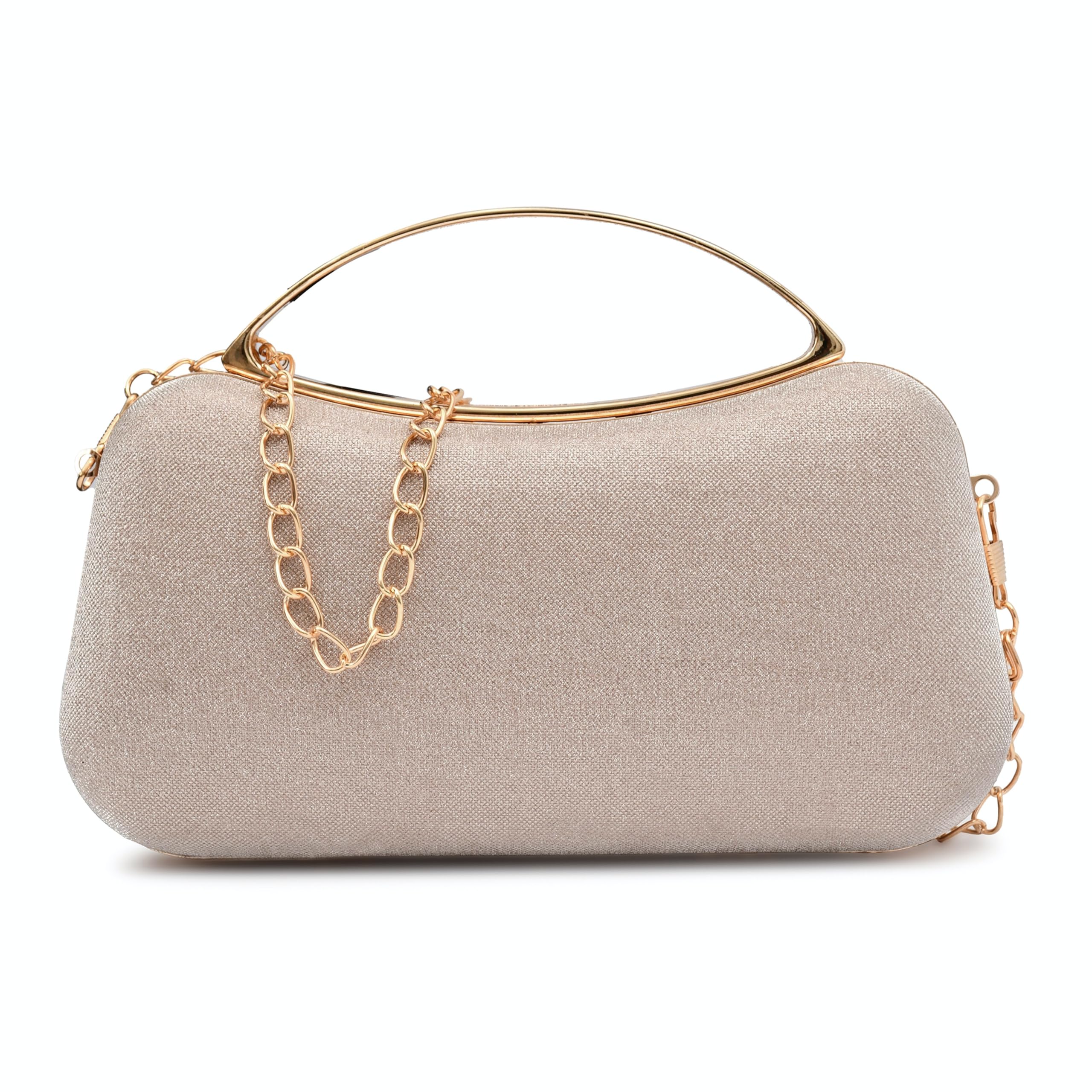 for the beautiful you Women’s Elegant Party Clutch Purse with Golden Metal Handle & Chain Strap | Premium Evening Handbag for Wedding, Bridal, Festive & Cocktail Occasion-picture-35