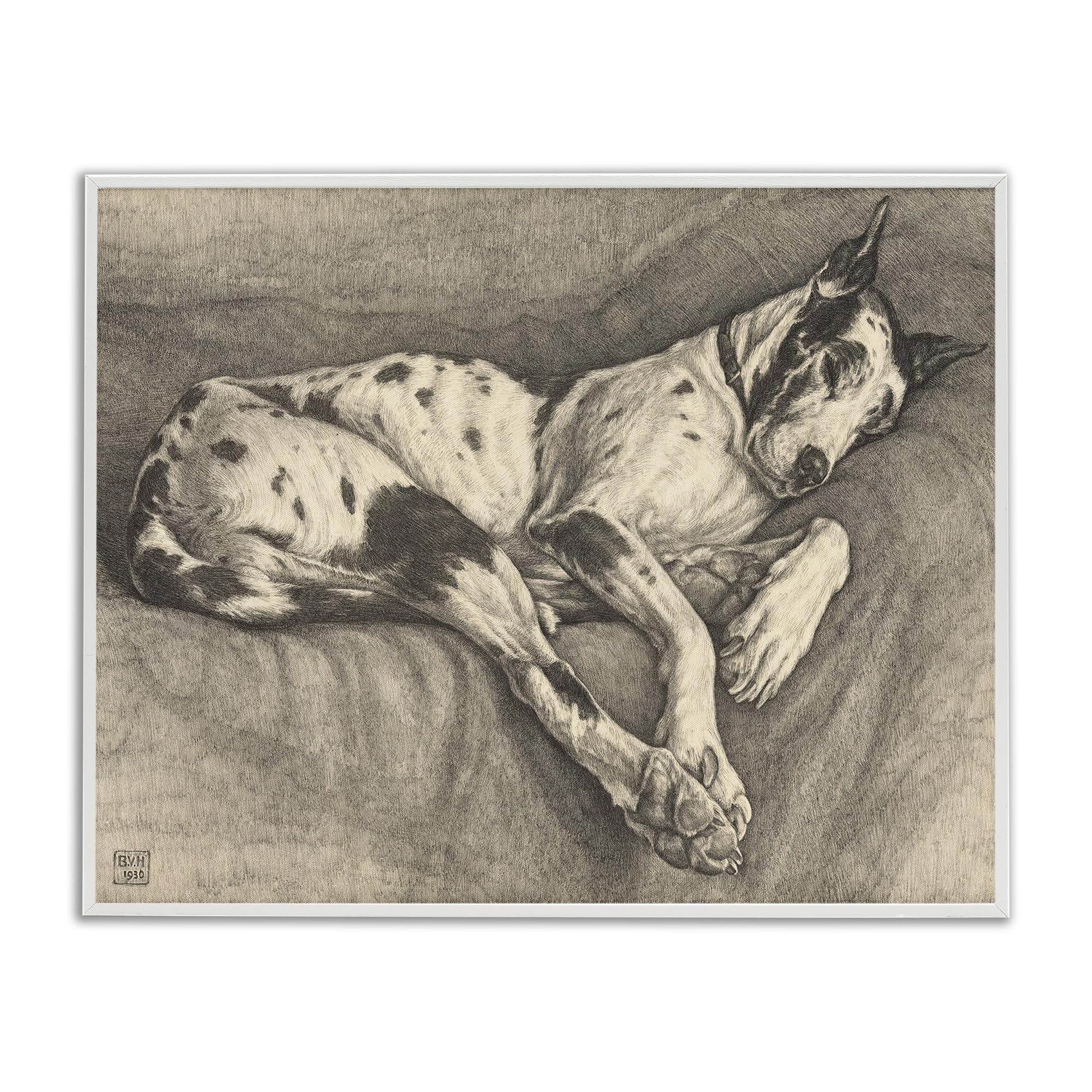 Sleeping Hound Drawing Classic, 24 x 30 Inch Framed Giclée Print