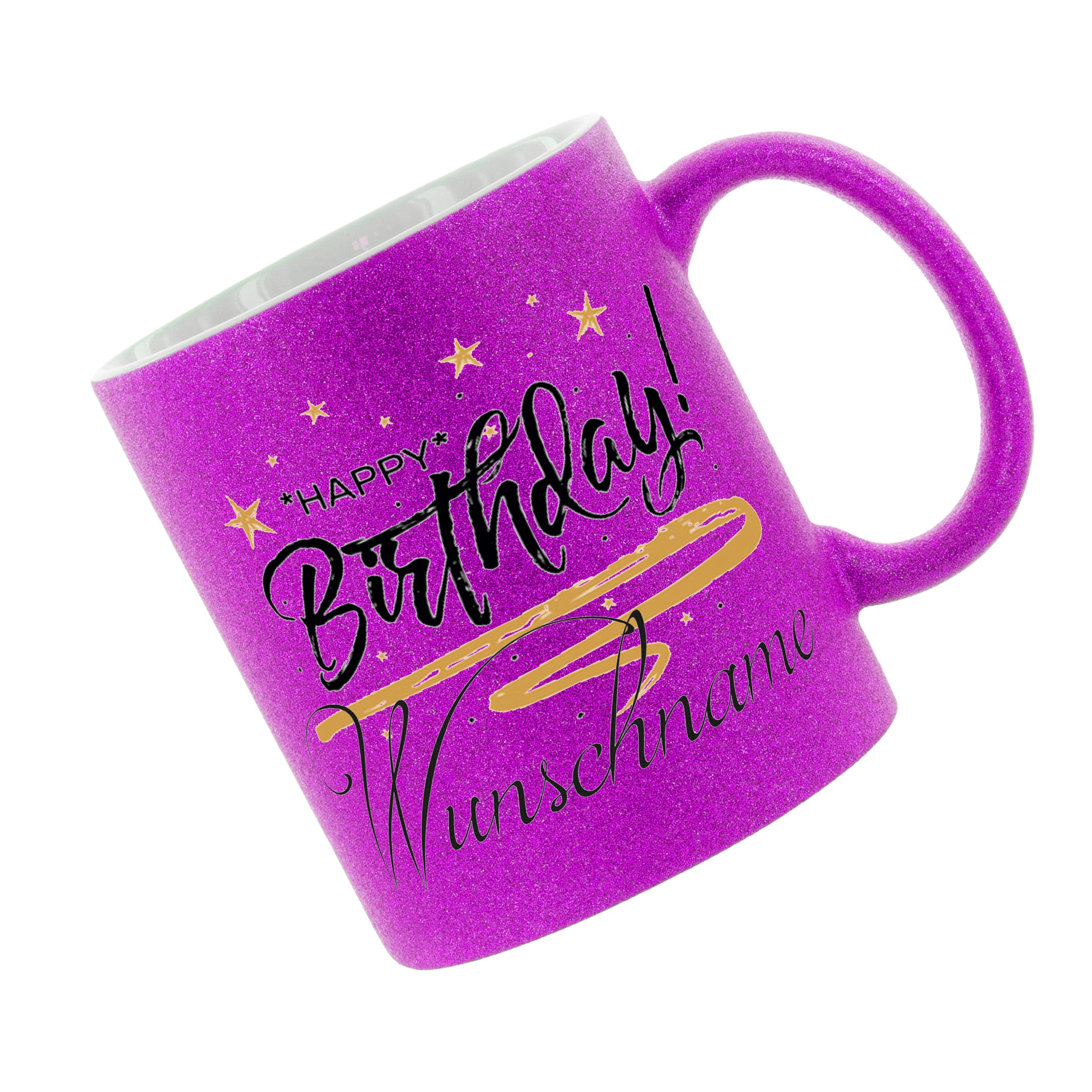 Crealuxe Glitzertasse Mit Farbverlauf Silber-lila – Personalisierbar ('Erzieherin Mit Herz') – 330 Ml, Keramik
