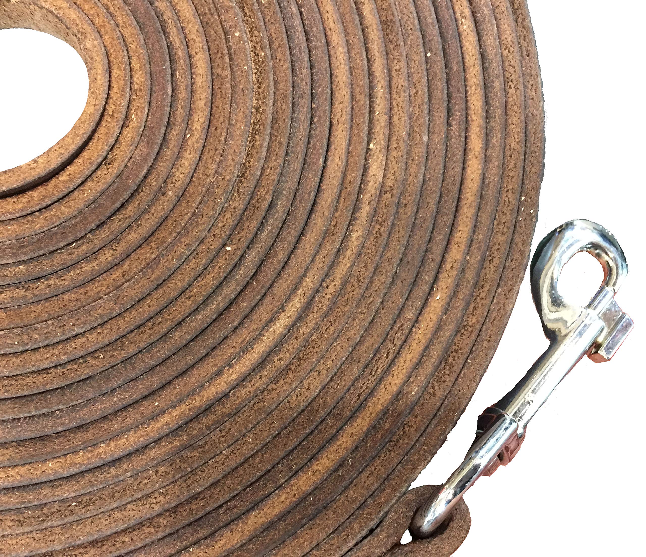 10m long tracking lead - leather - long line training leash for large, medium and small dogs and lunge line for horses - ideal for obedience and recall training