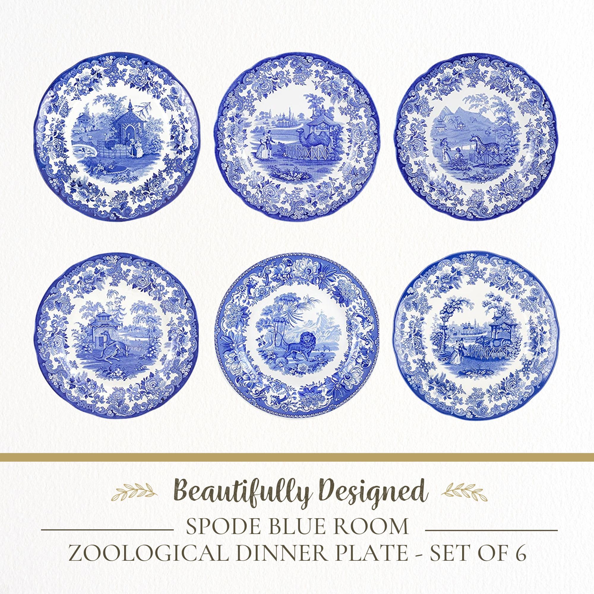 Spode Blue Room Collection Plates | Set of 6 | Dinner, Salad