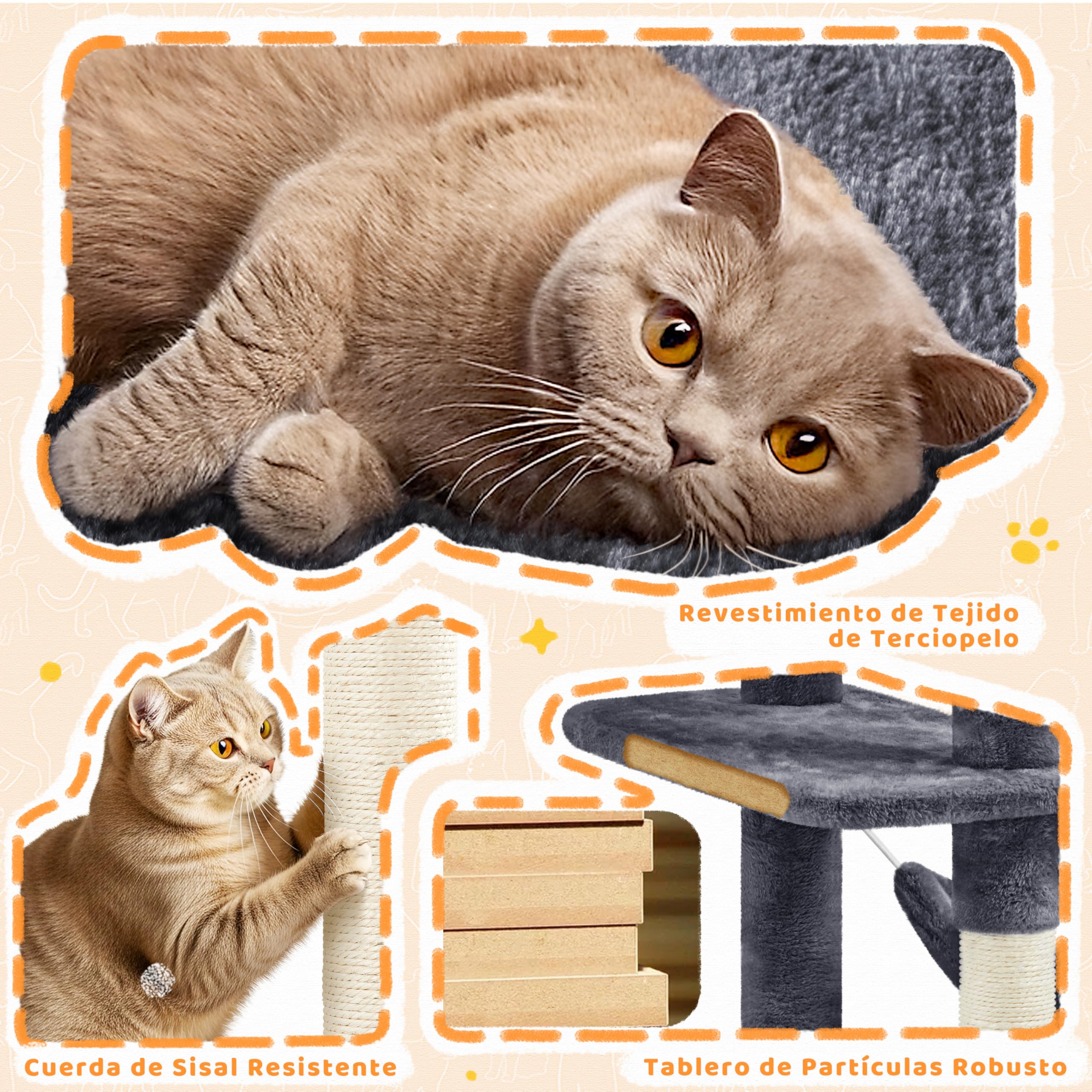 Yaheetech Rascador para Gatos 209 cm Torre Escalado Grande Gris Oscuro | Para Gatos grandes, Hamaca, Rampa sisal,Estabilidad, Fácil montaje, Duradero, Perca ancha, Cesta blanda, multifuncional