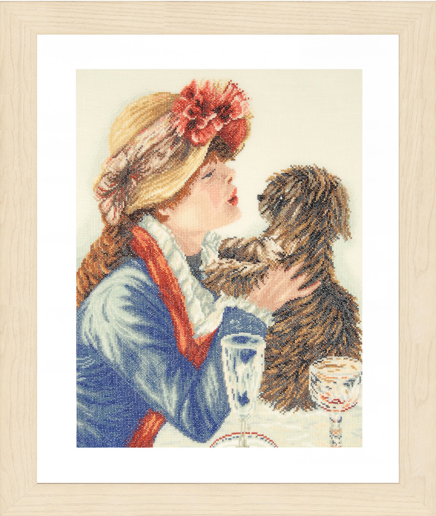 Lanarte PN-0168607 zestaw do haftu krzyżykowego: Girl & Dog, tekstylia, 34 x 40 cm