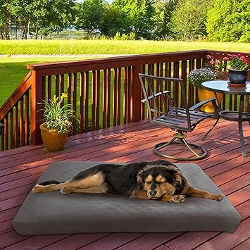 Waterproof Dog Bed ? 2-Layer Memory Foam Dog Bed with Removable Machine Washable Cover ? 44x35 Dog Bed for Large Dogs up to 110lbs by PETMAKER (Gray)