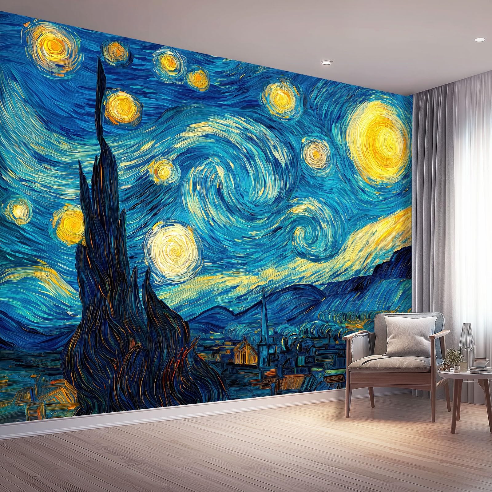 Fototapeta Nowoczesny Styl Sztuka Fotograficzna Fototapeta Do Sypialni Pokój Dziecięcy, 300 x 210 cm Dekoracja Ścienna Tapeta Artystyczna, Mgławica Niebieska Wieś