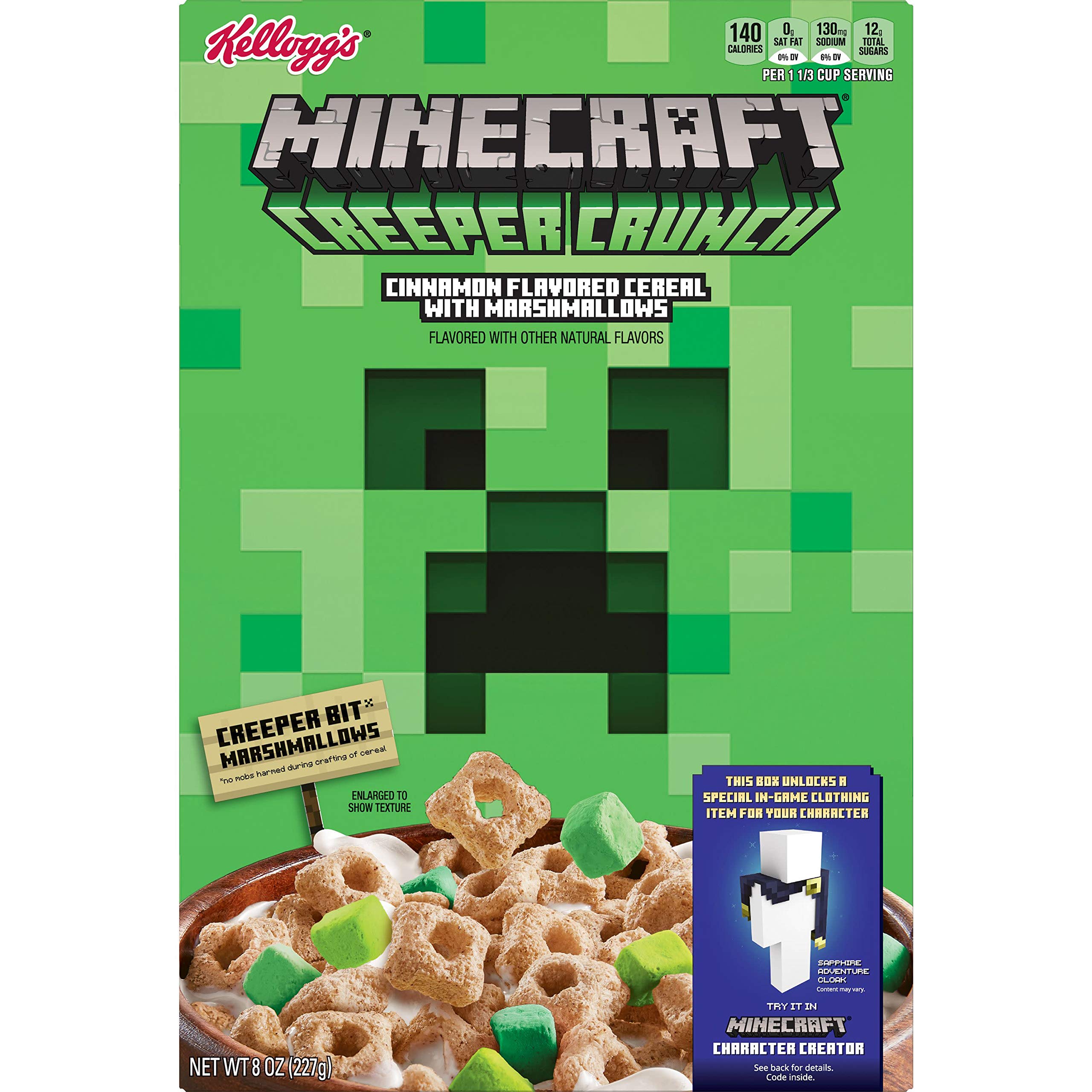 Kellogg's Minecraft Creeper Crunch Breakfast Cereal, 7 Vitamins and