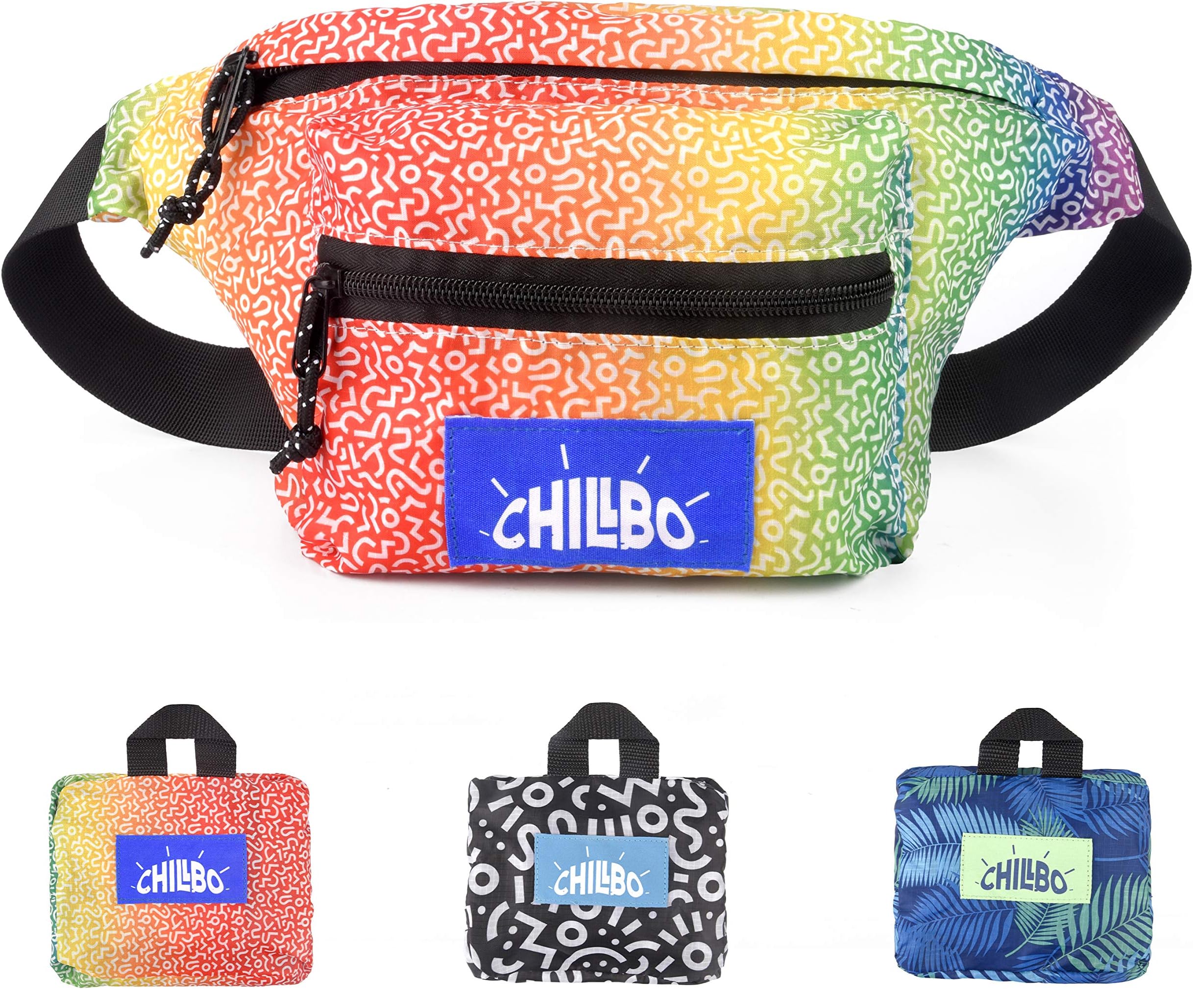 Chillbo Fanny Pack - Fanny Packs for Women and Fanny Pack for Men. Chillbo Fanny Packs for Outdoor Events. Waist Bag Keeps Items Safe (Rainbow).